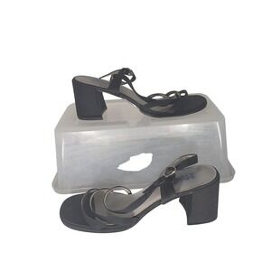 Mudd Jenni Block Heel Sandals 8.5 Black Y2K Vintage 90s Strappy Square Toe
